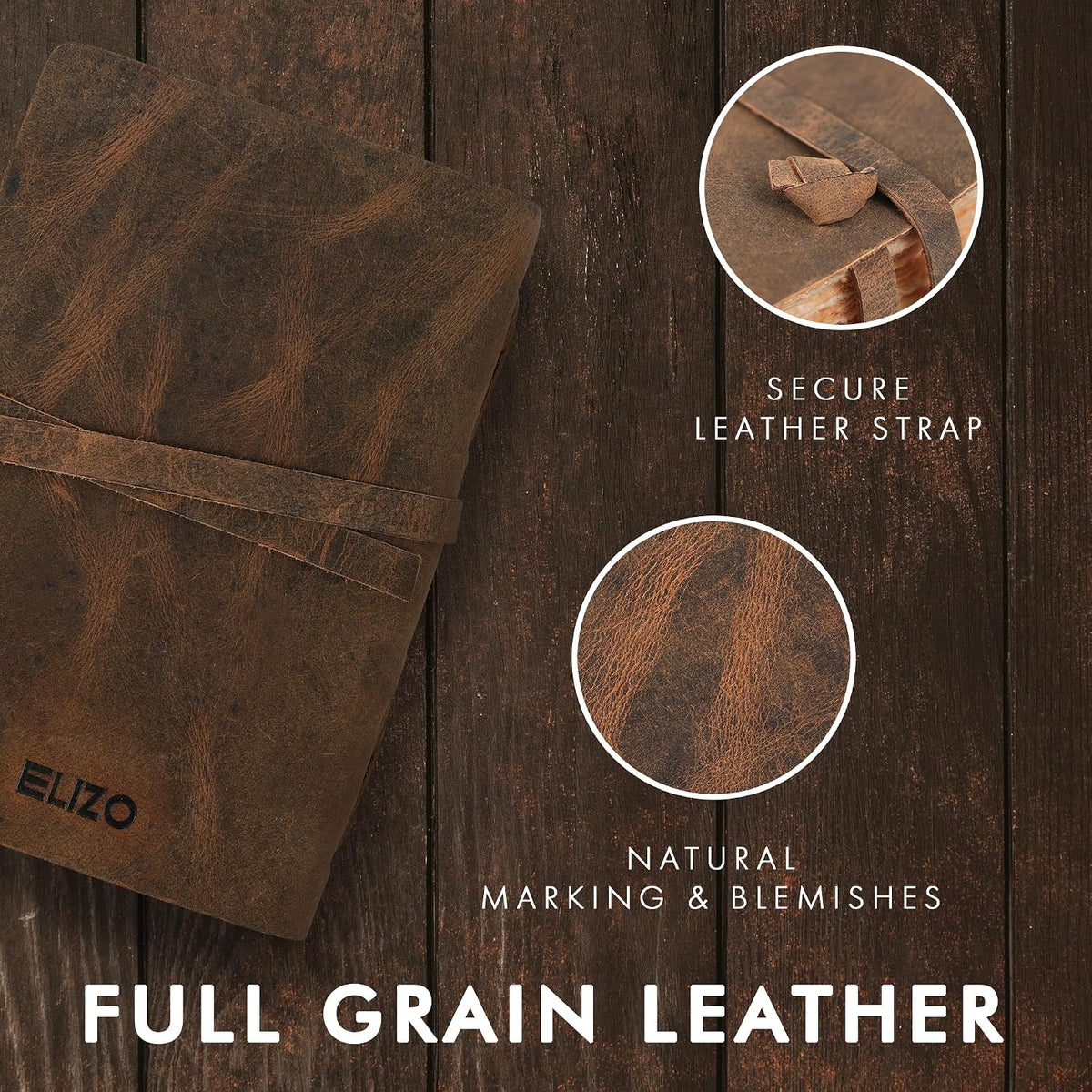 Leather Journal (4X6) - Strap Lock Closure - Teak Brown