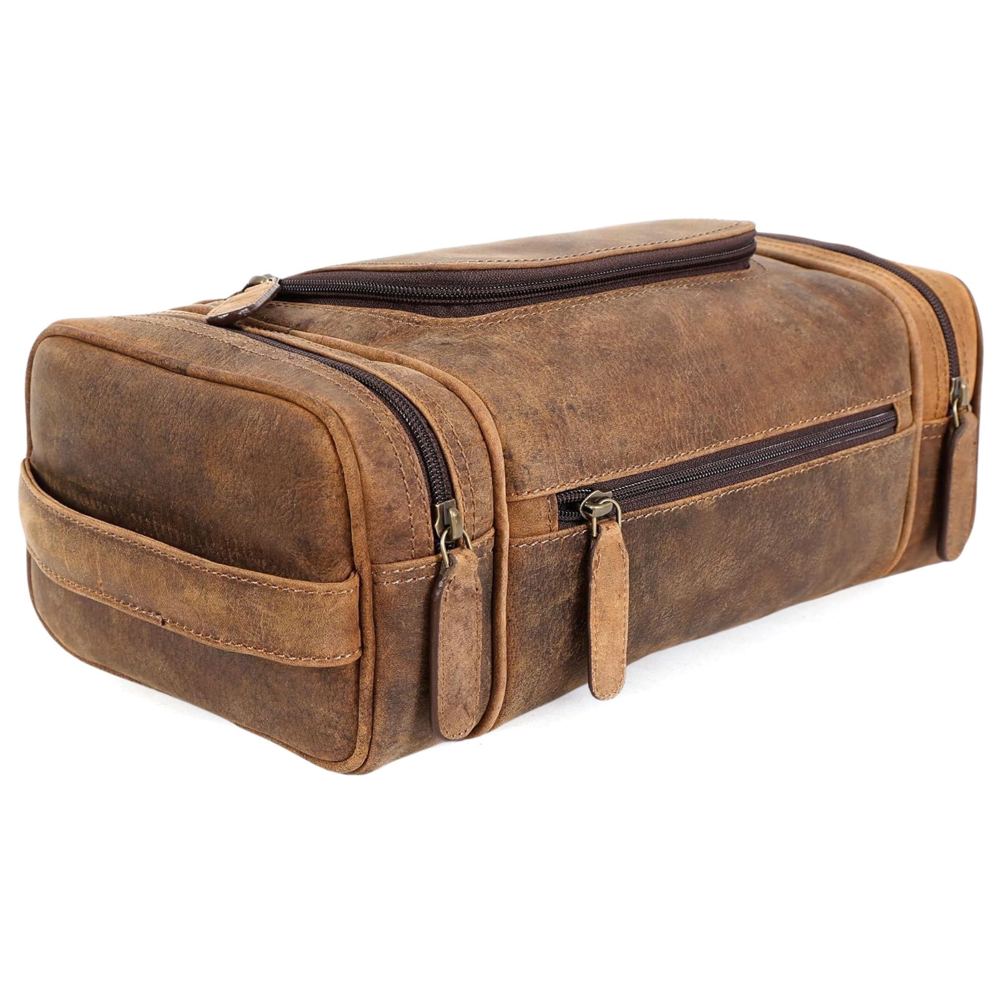 Leather Toiletry Bag Dopp Kit (X-Large, Grizzly)