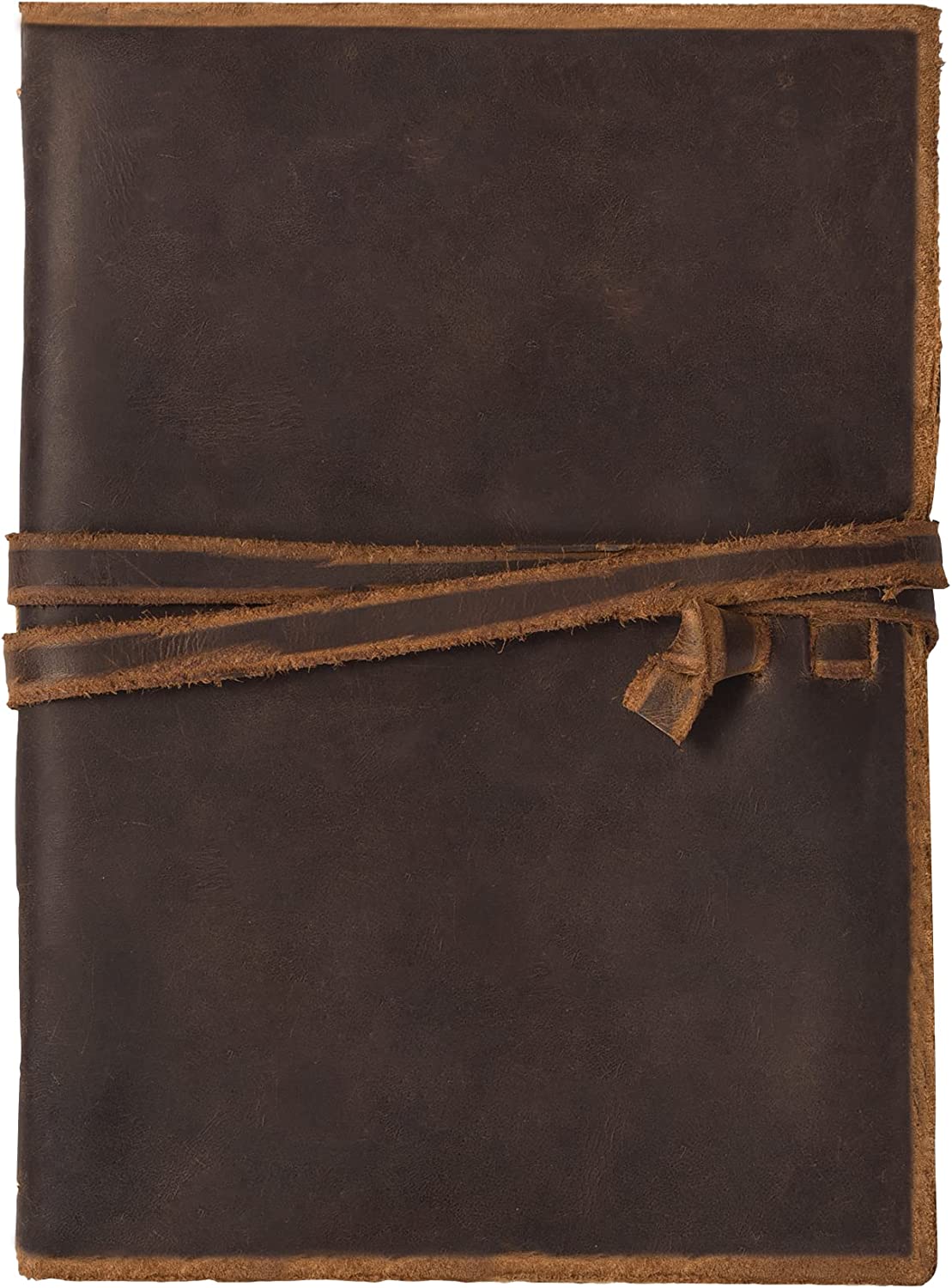 Vintage Leather Journal Notebook Deckle Paper - Teak (9x7)