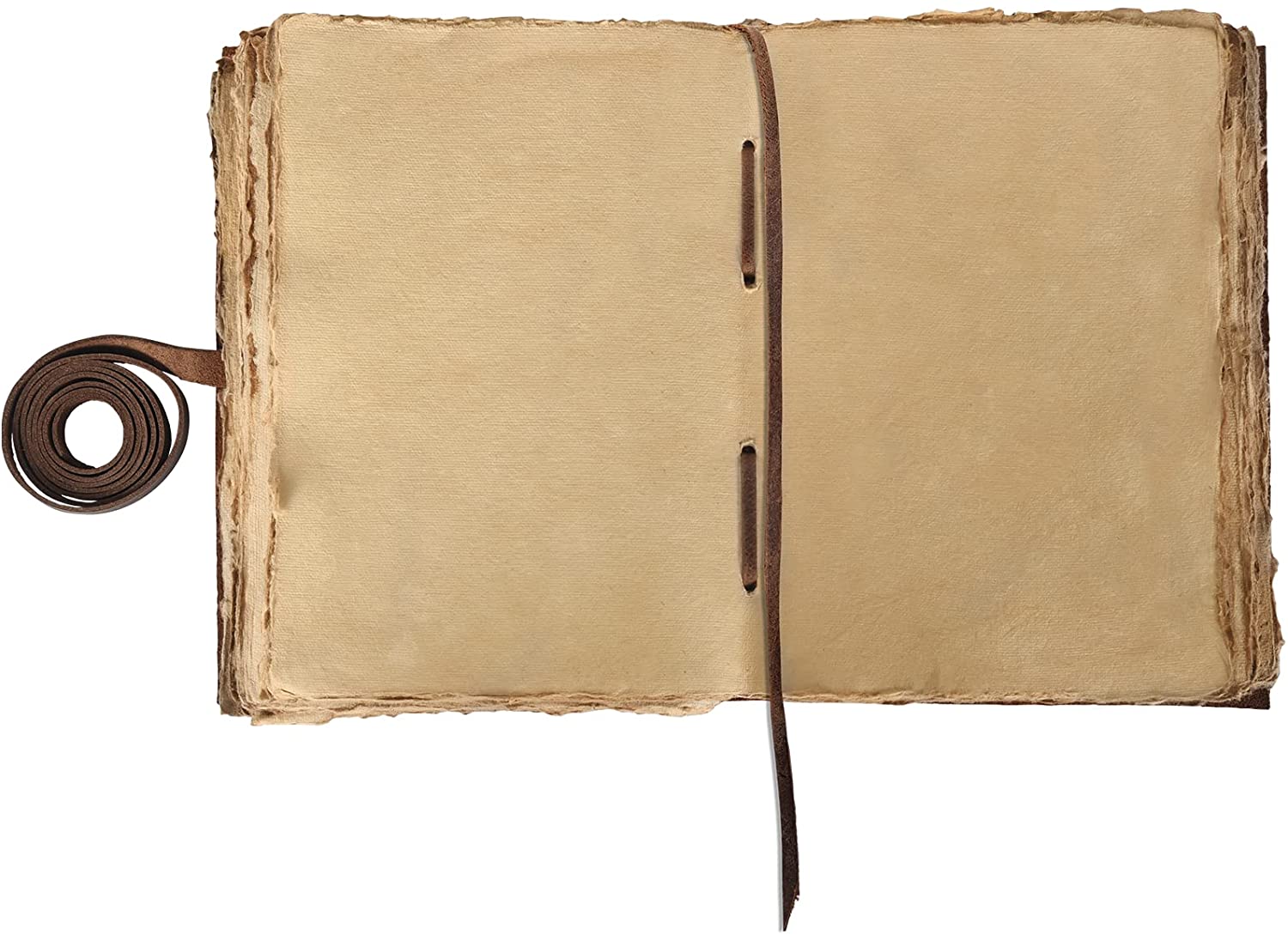 Vintage Leather Journal Blank Deckle Paper - Chestnut (9x7)