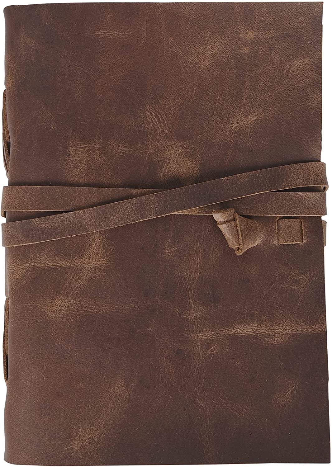 Vintage Leather Journal Blank Deckle Paper - Chestnut (9x7)