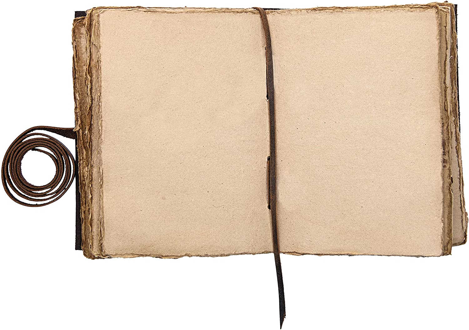 Vintage Leather Journal Blank Deckle Paper - Teak (9x7)