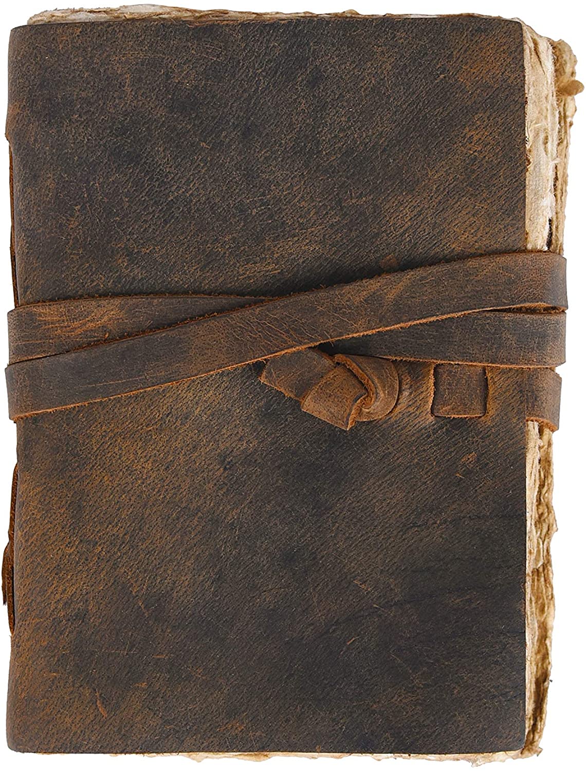 Vintage Leather Journal Blank Deckle Paper - Rustic Teak (5.5 x 4)