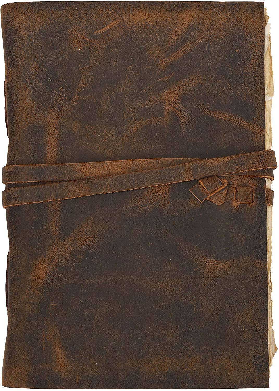 Vintage Leather Journal Blank Deckle Paper - Teak (9x7)