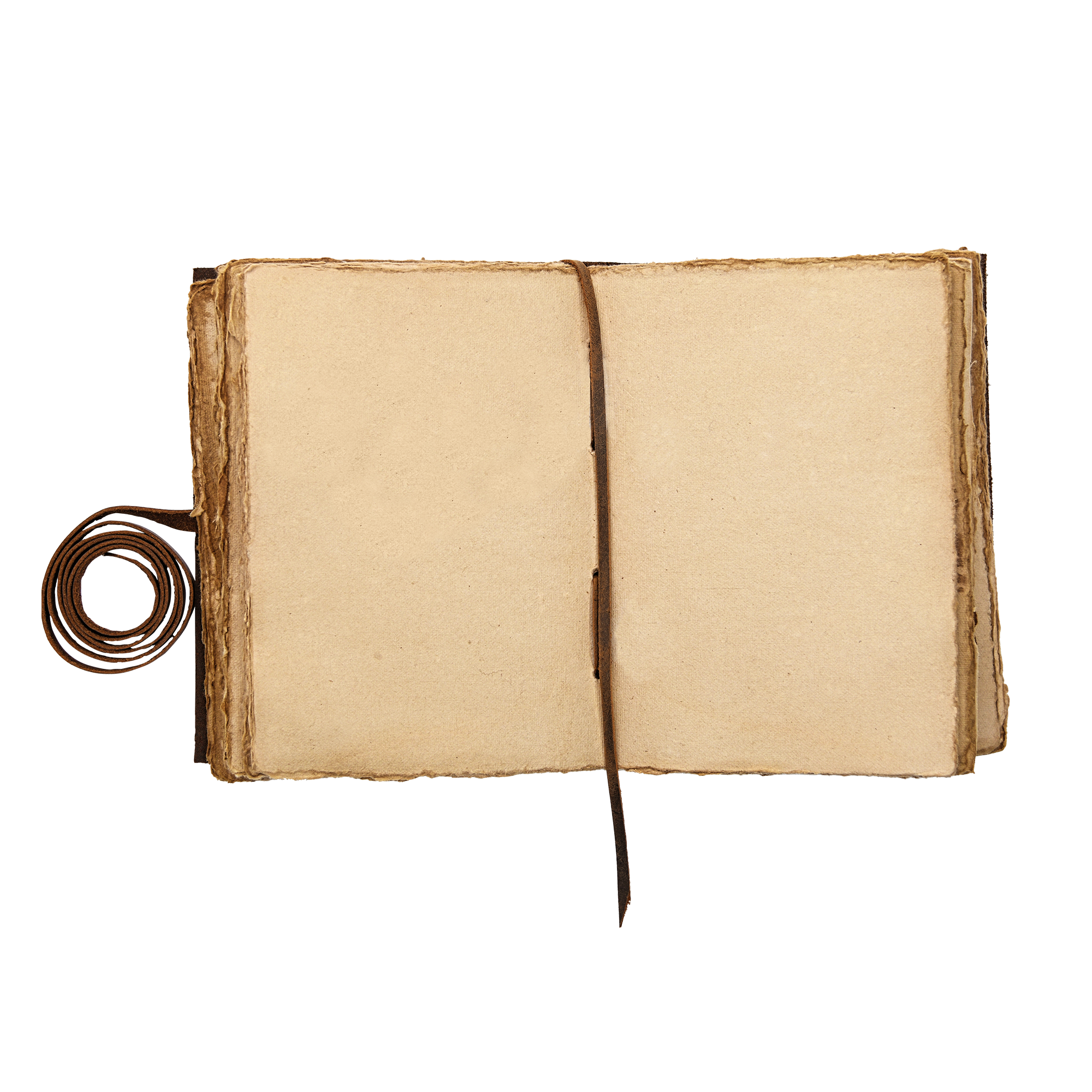 Vintage Leather Journal Notebook Deckle Paper - Rustic Teak (8x6)