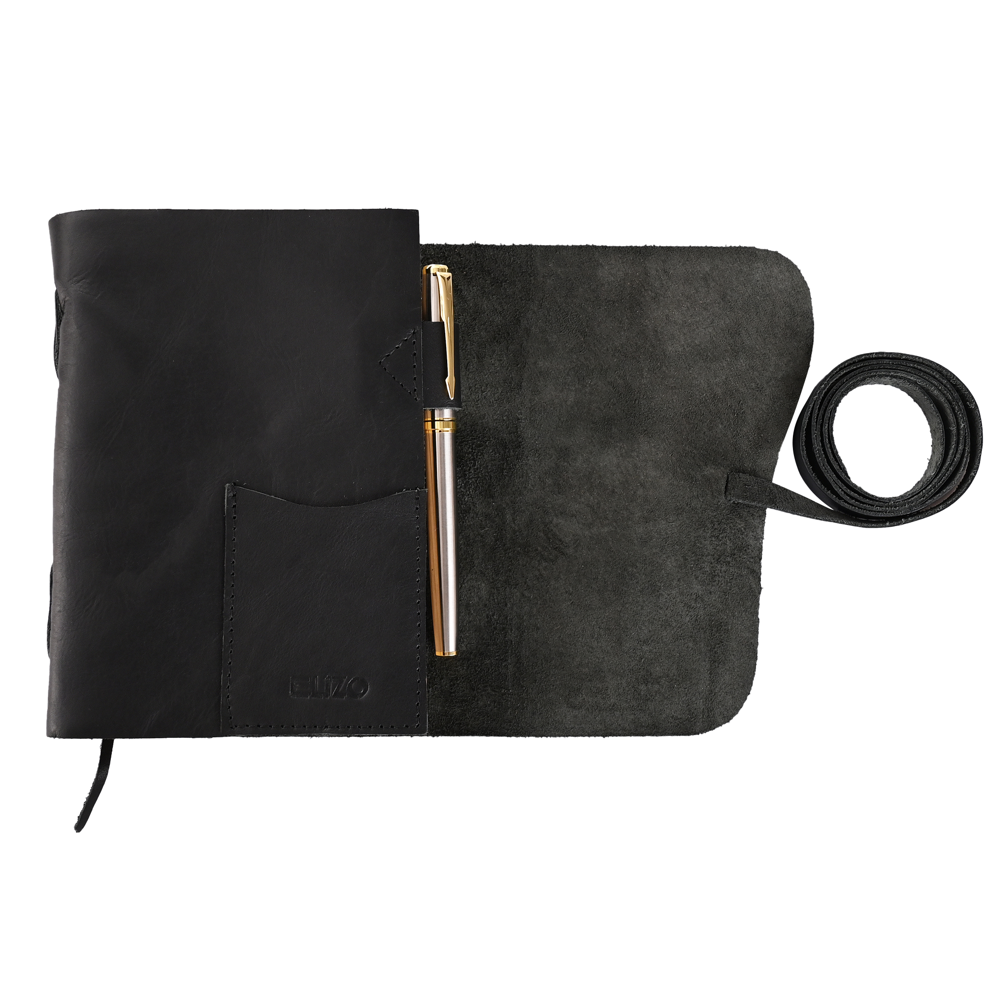 Refillable Writing Journal Lined Natural - Black Onyx (5x7)