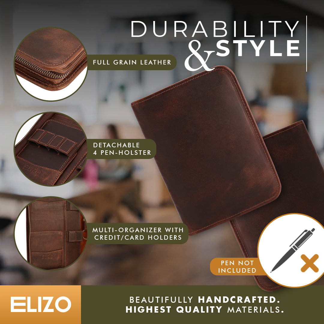 Zipper Leather Portfolio  - Teak (Large)